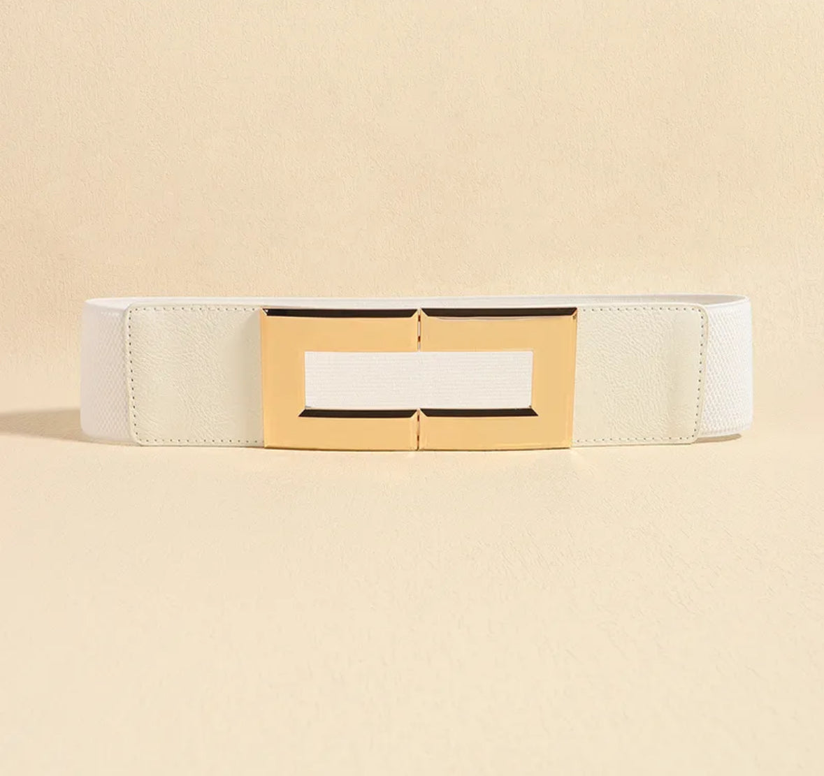 Cinturón de Cuero sintético y elástico (blanco) (negro)