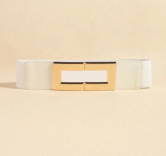 Cinturón de Cuero sintético y elástico (blanco) (negro)