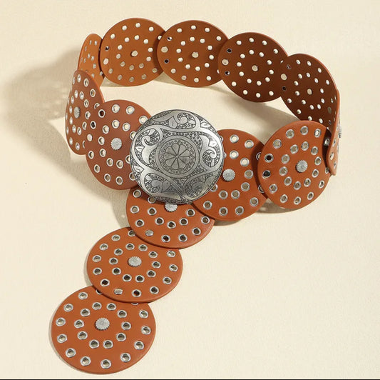 Cinturón marrón caramelo (hebilla plateada)