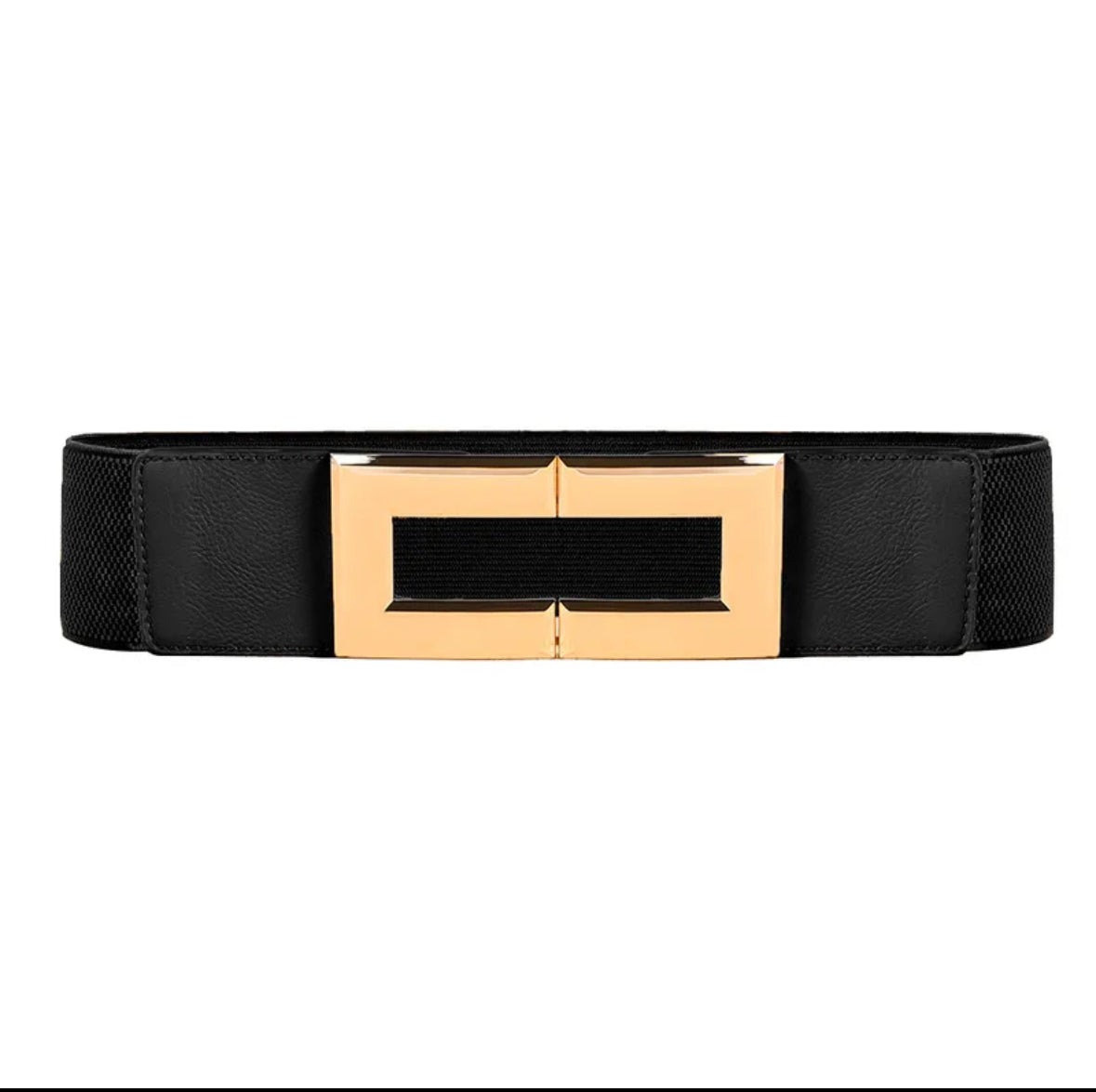 Cinturón de Cuero sintético y elástico (blanco) (negro)