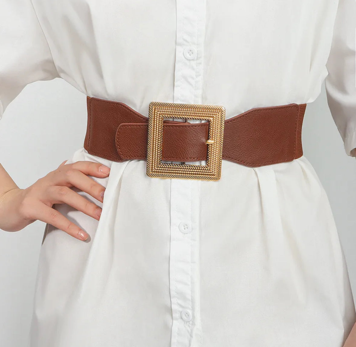 Cinturón cuero sintético (Brown caramelo)